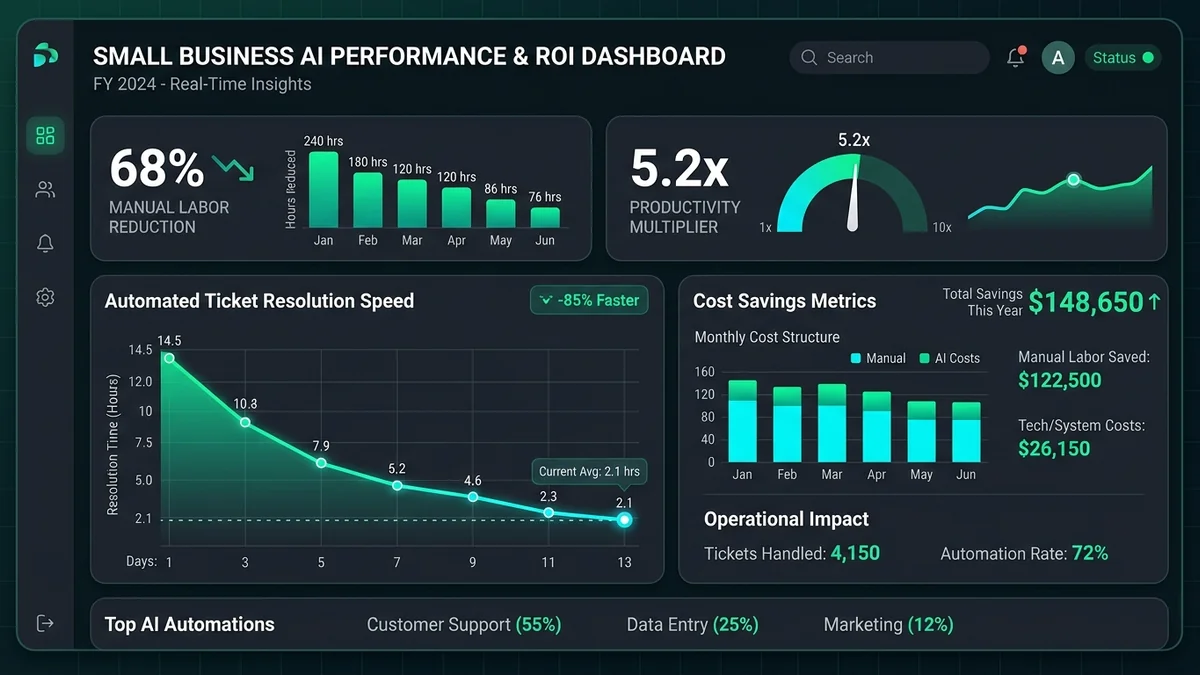 Small business AI performance and ROI telemetry dashboard — Binary Froster