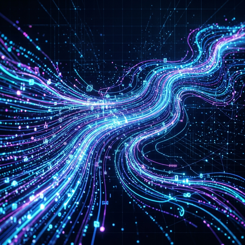 Data streams flowing visualization