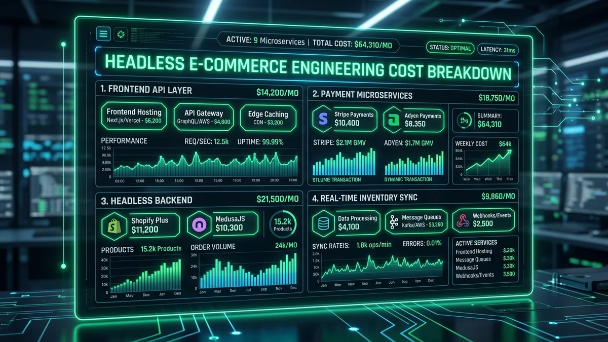 E-commerce development cost architecture comparing Shopify SaaS to headless Next.js Commerce — Binary Froster