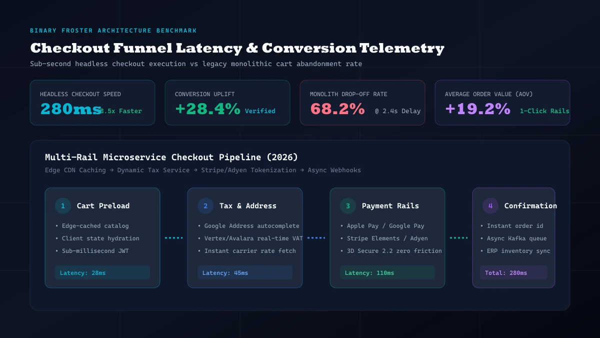 Multi-rail headless checkout pipeline architecture and latency telemetry — Binary Froster