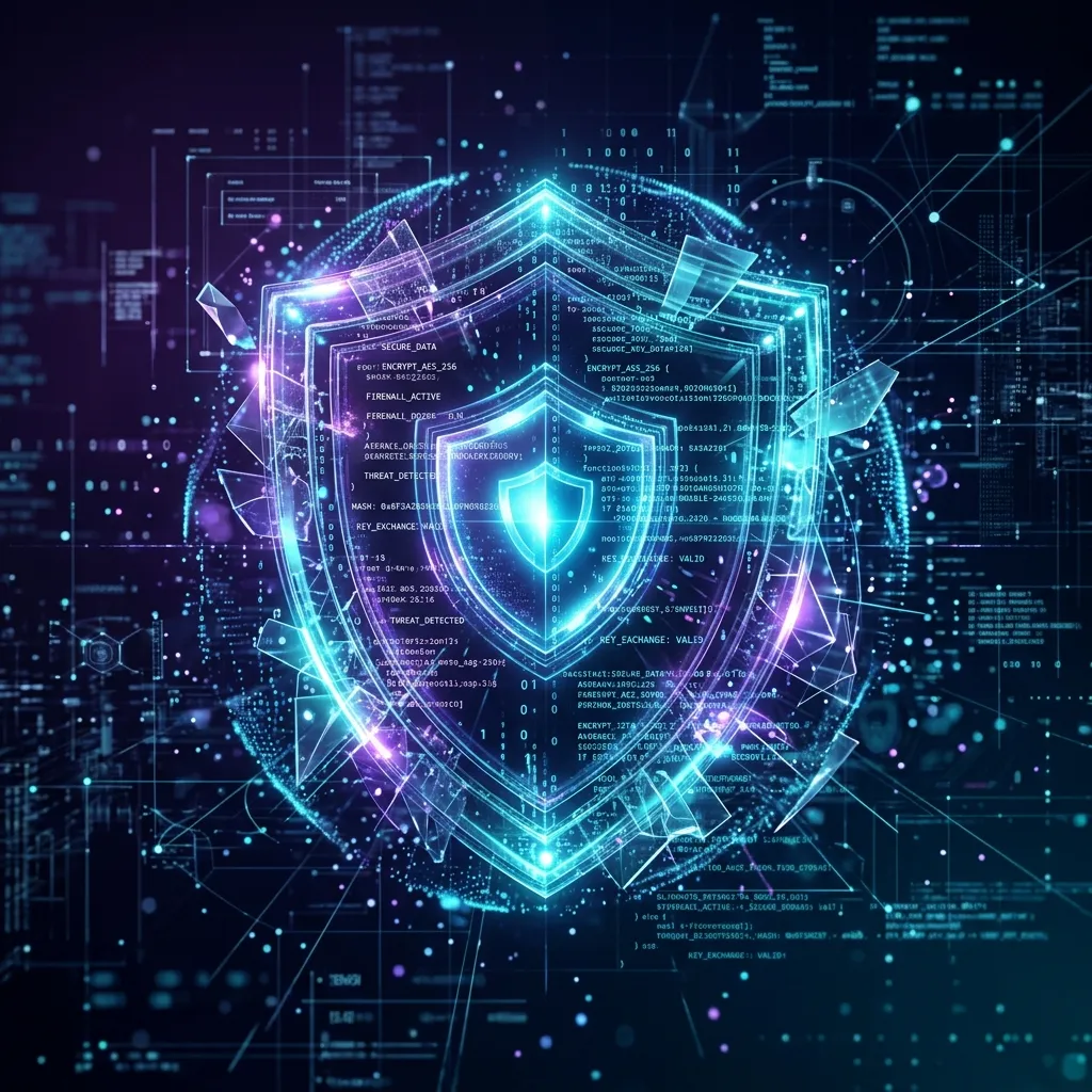 Enterprise AI security shield illustrating prompt injection defense layers and zero-trust verification — Binary Froster