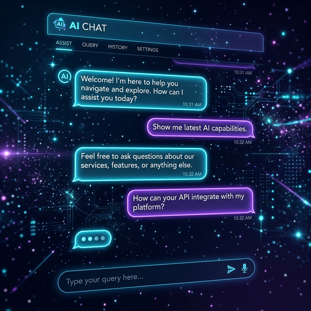 Glowing AI chat interface
